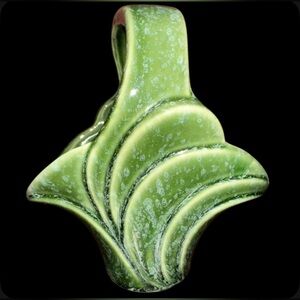 IMPERIAL USA Green Pottery Basket F38 Mottled Glaze Finish‎ Planter Vase
